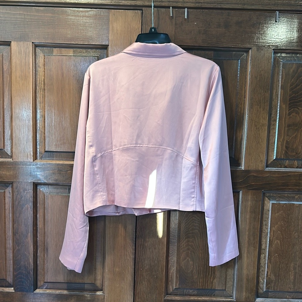 Victoria’s Secret Satin Moto Jacket Pink Size Large Cropped - Picture 7 of 11